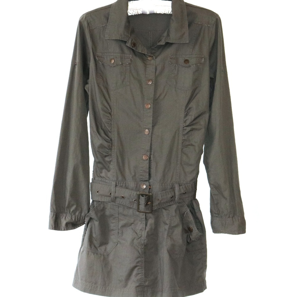 Belted Mini Dress - Army Green